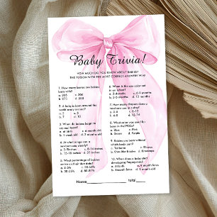 Pink Ribbon Bow Baby Trivia Game