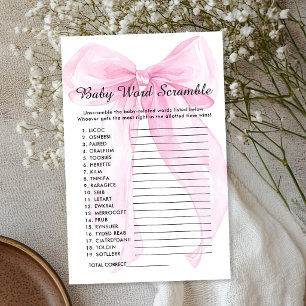Pink Ribbon Bow Baby Word Scramble game