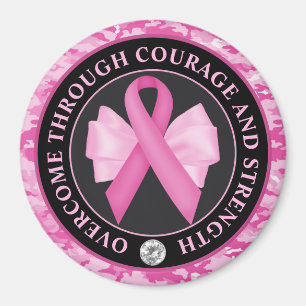 Pink Ribbon Bow Camouflage Breast Cancer Awareness Magnet