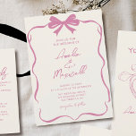 Pink Ribbon Bow Coquette Stylish Trendy Wedding Invitation<br><div class="desc">Say ‘I do’ in style! This wedding invitation features a cute pink hand-drawn coquette ribbon bow border,  perfect for adding a romantic,  whimsical touch. Customise with your details and set the tone for your dream day!</div>