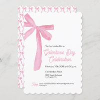 Pink Ribbon Bow Girly modern Galentine's day 