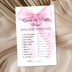 Pink Ribbon Bow Guess The Price Baby Shower Game