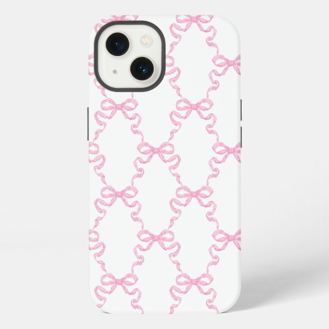 Pink Ribbon Bow Trellis iPhone Case (Back)