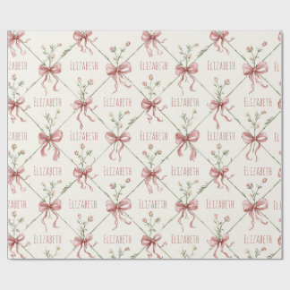 Pink Ribbon Bows Coquettes Personalized Wrapping Paper
