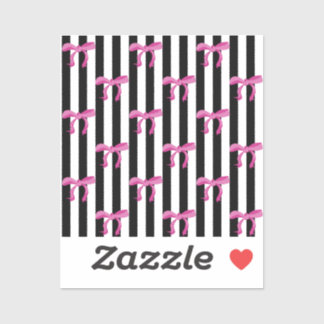 Pink ribbon bows on black and white stripes