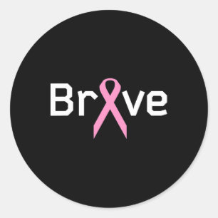 Pink Ribbon Brave Worlds Cancer Survivor Support A Classic Round Sticker