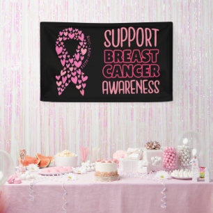 Pink Ribbon Breast Awareness Brave and strong  Banner