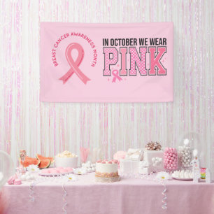 Pink Ribbon Breast Awareness Brave and strong  Banner