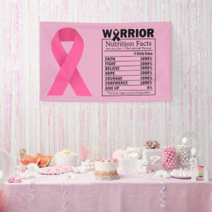 Pink Ribbon Breast Awareness Brave and strong Banner