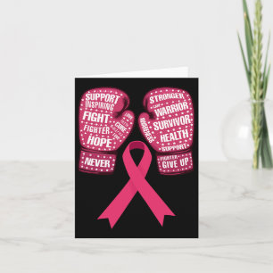 Pink Ribbon Breast Cancer Awareness Boxing Glove Card