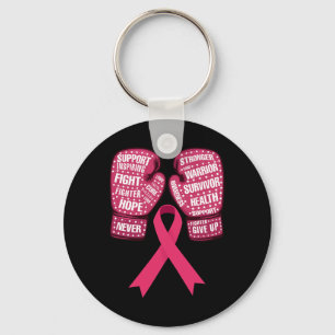 Pink Ribbon Breast Cancer Awareness Boxing Glove Key Ring