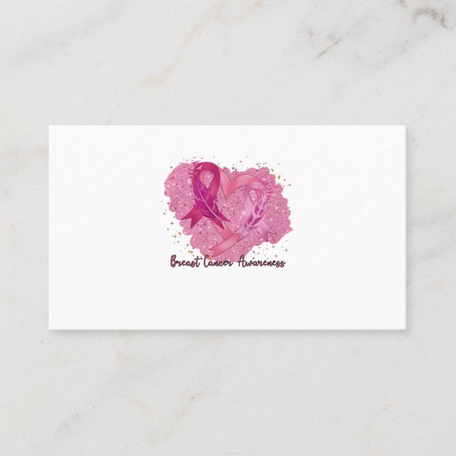 Pink Ribbon Breast Cancer Awareness Business Card (Front)