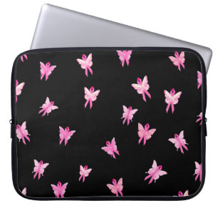 Pink Ribbon Breast Cancer Awareness Butterflies Laptop Sleeve