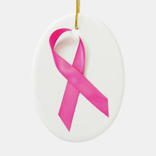 Pink Ribbon Breast Cancer Awareness Ceramic Tree Decoration