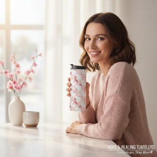 Pink Ribbon Breast Cancer Awareness Chequered Thermal Tumbler