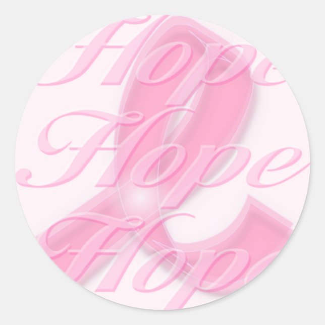 Pink Ribbon Breast Cancer Awareness Classic Round Sticker (Front)