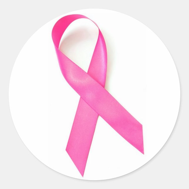 Pink Ribbon Breast Cancer Awareness Classic Round Sticker (Front)