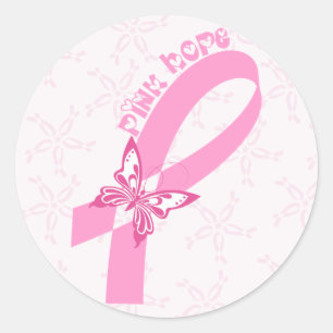 Pink Ribbon Breast cancer awareness Classic Round Sticker