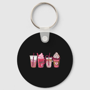 Pink Ribbon Breast Cancer Awareness Coffee Latte F Key Ring