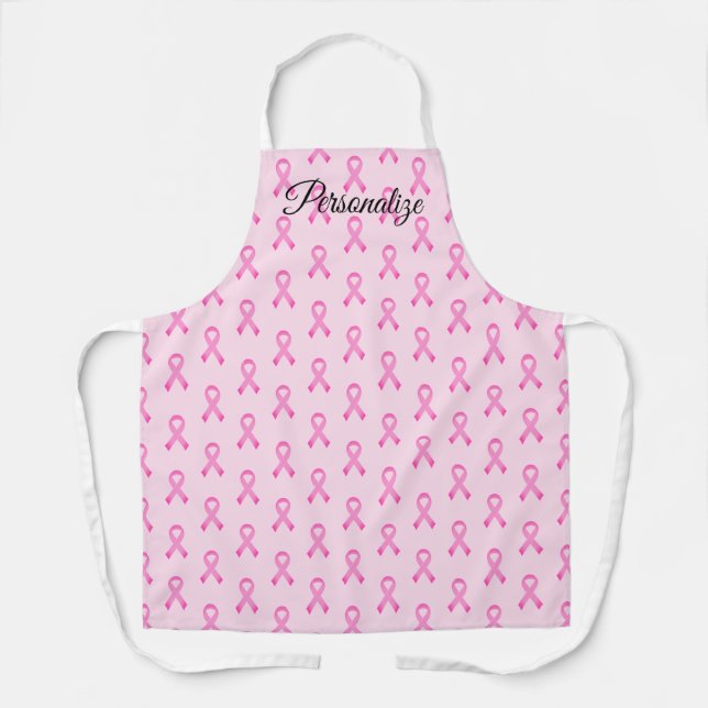Pink ribbon breast cancer awareness custom kitchen apron (Front)