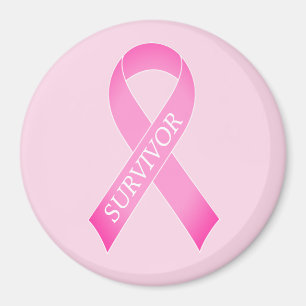 Pink ribbon breast cancer awareness custom round magnet