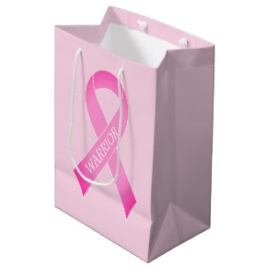 Pink ribbon breast cancer awareness custom warrior medium gift bag