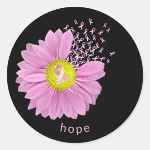 Pink Ribbon Breast Cancer Awareness Daisy Classic Round Sticker