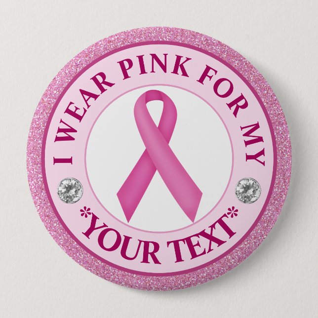 Pink Ribbon Breast Cancer Awareness Design 10 Cm Round Badge (Front)