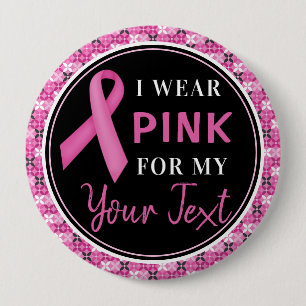 Pink Ribbon Breast Cancer Awareness Design 10 Cm Round Badge