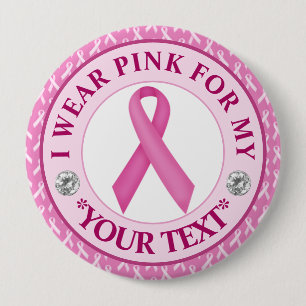 Pink Ribbon Breast Cancer Awareness Design 10 Cm Round Badge