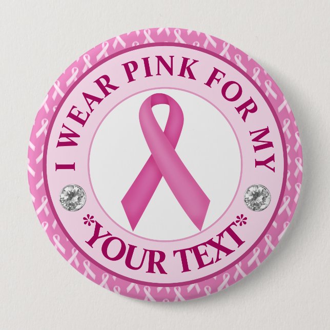 Pink Ribbon Breast Cancer Awareness Design 10 Cm Round Badge (Front)