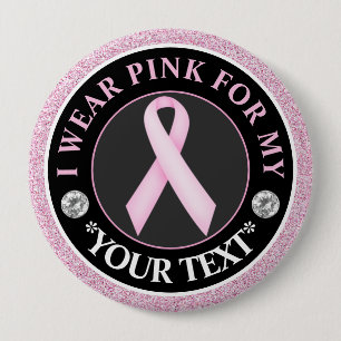 Pink Ribbon Breast Cancer Awareness Design 10 Cm Round Badge