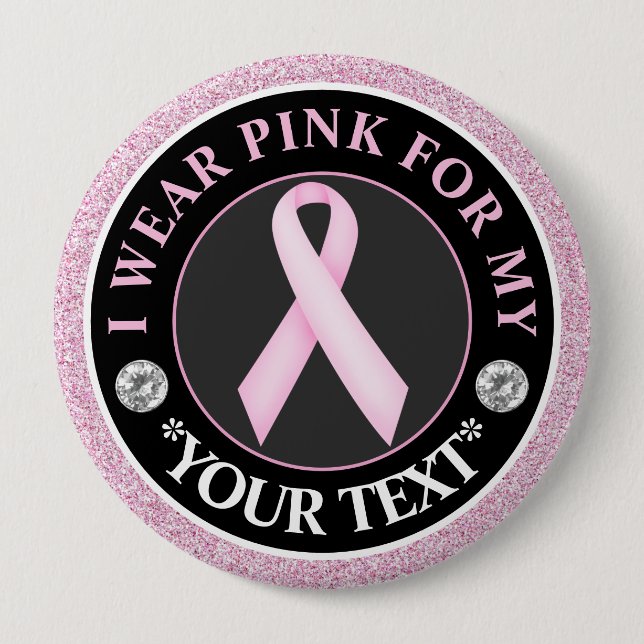 Pink Ribbon Breast Cancer Awareness Design 10 Cm Round Badge (Front)