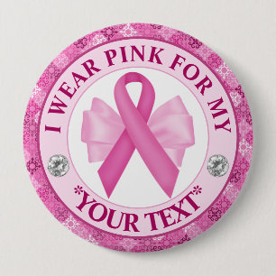 Pink Ribbon Breast Cancer Awareness Design 10 Cm Round Badge
