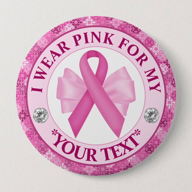 Pink Ribbon Breast Cancer Awareness Design 10 Cm Round Badge (Front)