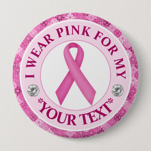 Pink Ribbon Breast Cancer Awareness Design 10 Cm Round Badge