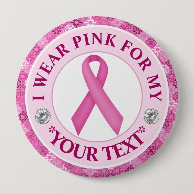 Pink Ribbon Breast Cancer Awareness Design 10 Cm Round Badge (Front)