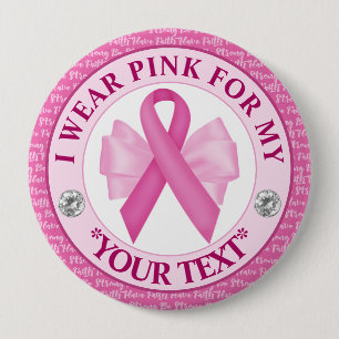 Pink Ribbon Breast Cancer Awareness Design 10 Cm Round Badge