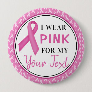 Pink Ribbon Breast Cancer Awareness Design 10 Cm Round Badge