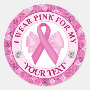 Pink Ribbon Breast Cancer Awareness Design Classic Round Sticker