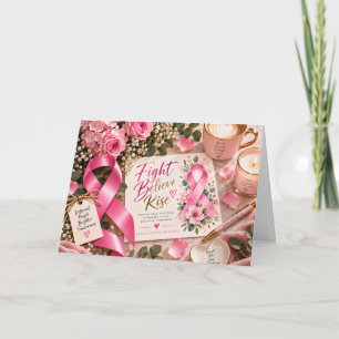 Pink Ribbon Breast Cancer Awareness Floral Card