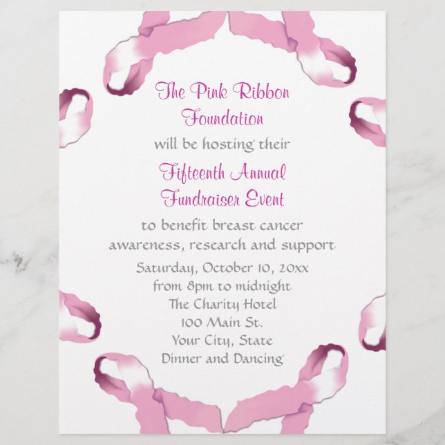 Pink Ribbon Breast Cancer Awareness Flyer (Back)