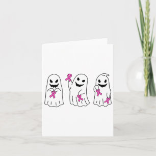 Pink Ribbon Breast Cancer Awareness Ghost Women Ki Card