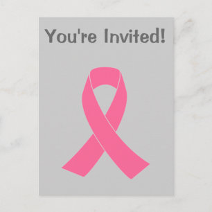 Pink Ribbon - Breast Cancer Awareness Invitation Postcard