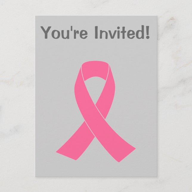 Pink Ribbon - Breast Cancer Awareness Invitation Postcard (Front)