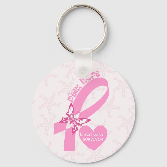 Pink Ribbon Breast cancer awareness Key Ring (Front)