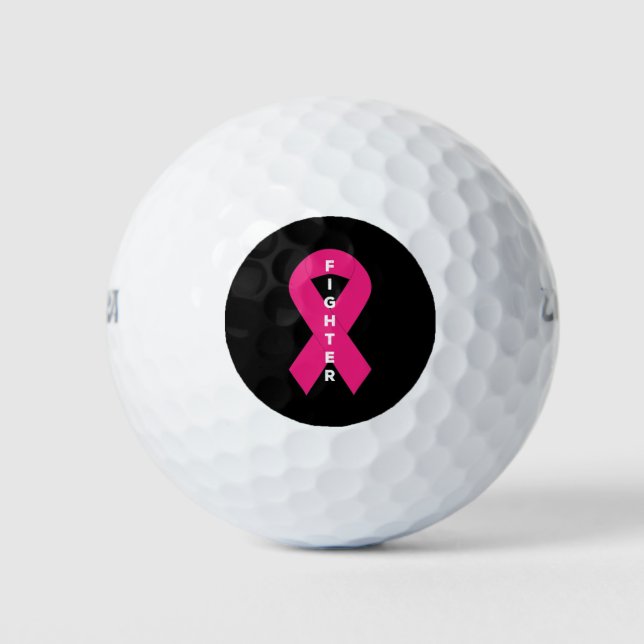 Pink Ribbon Breast Cancer Awareness Month Fighter Golf Balls (Front)