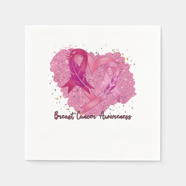 Pink Ribbon Breast Cancer Awareness Napkin (Front)