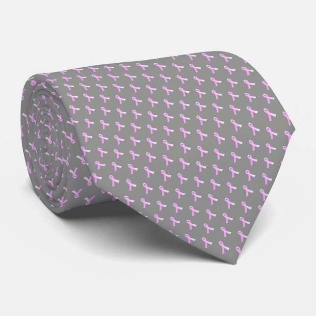 Pink Ribbon Breast Cancer Awareness Neck Tie (Rolled)