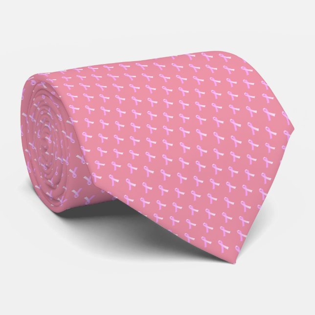Pink Ribbon Breast Cancer Awareness Neck Tie (Rolled)